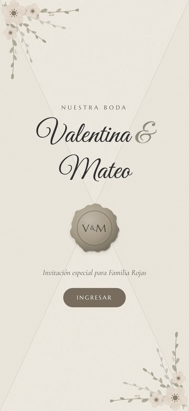 Invitación con el tema Marfil Clásico
