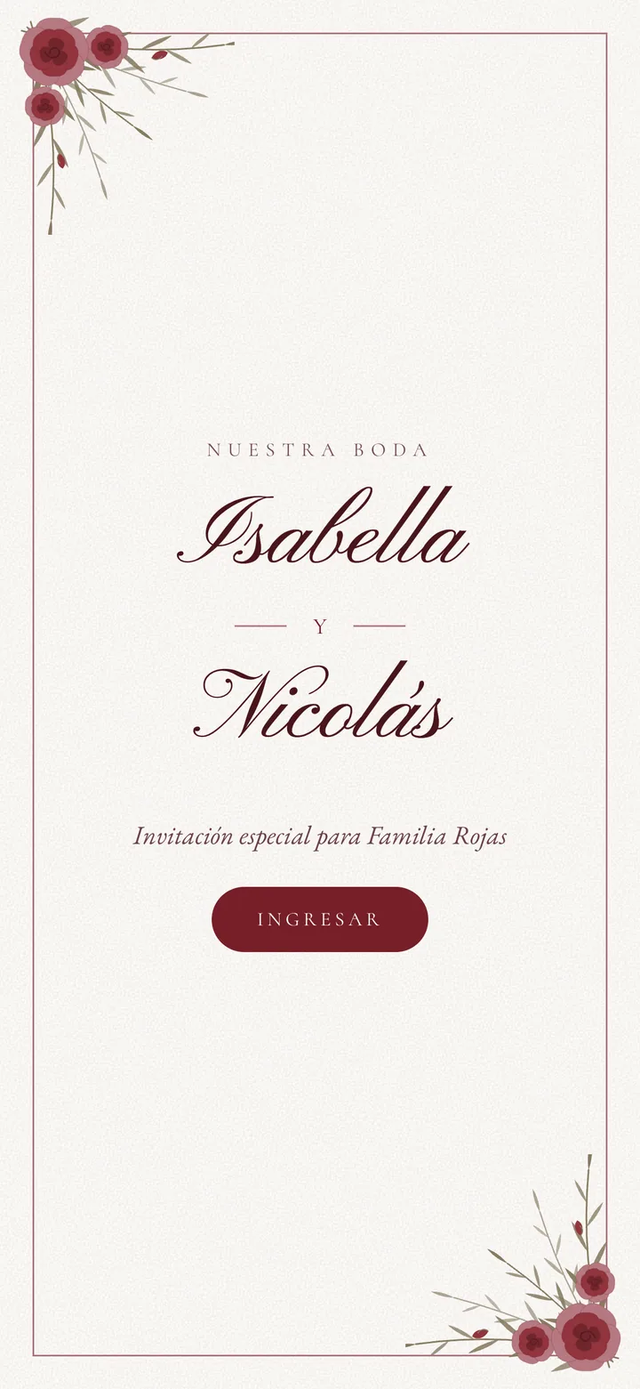 Invitación con el tema Burdeos